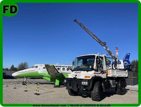 Unimog U400 mit Ladekran, Funk, Zapfwelle, Winde
