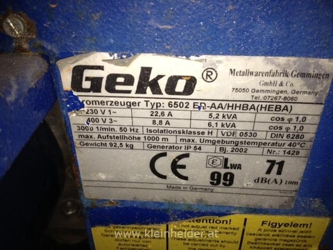 Geko Aggregat 6502 5 kVA 3