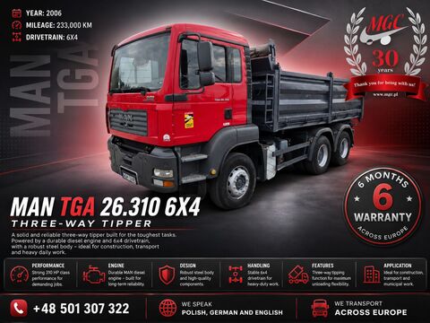 MAN TGA 26.310 / 3 WAY KIPER / SERVICED!