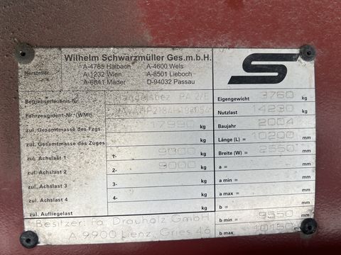 Schwarzmüller 2-Achsanhänger 8 x 2,5 m, 18to GG
