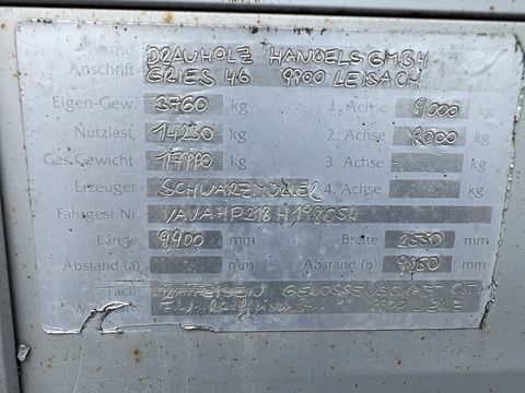 Schwarzmüller 2-Achsanhänger 8 x 2,5 m, 18to GG
