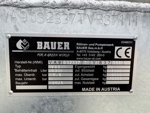Bauer  V63 Vakuumfass mit 6250 Liter Inhalt