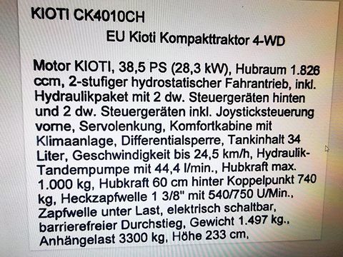 Kioti CK4010 Schneeschild, Mulcher, Schneefräse BJ2019