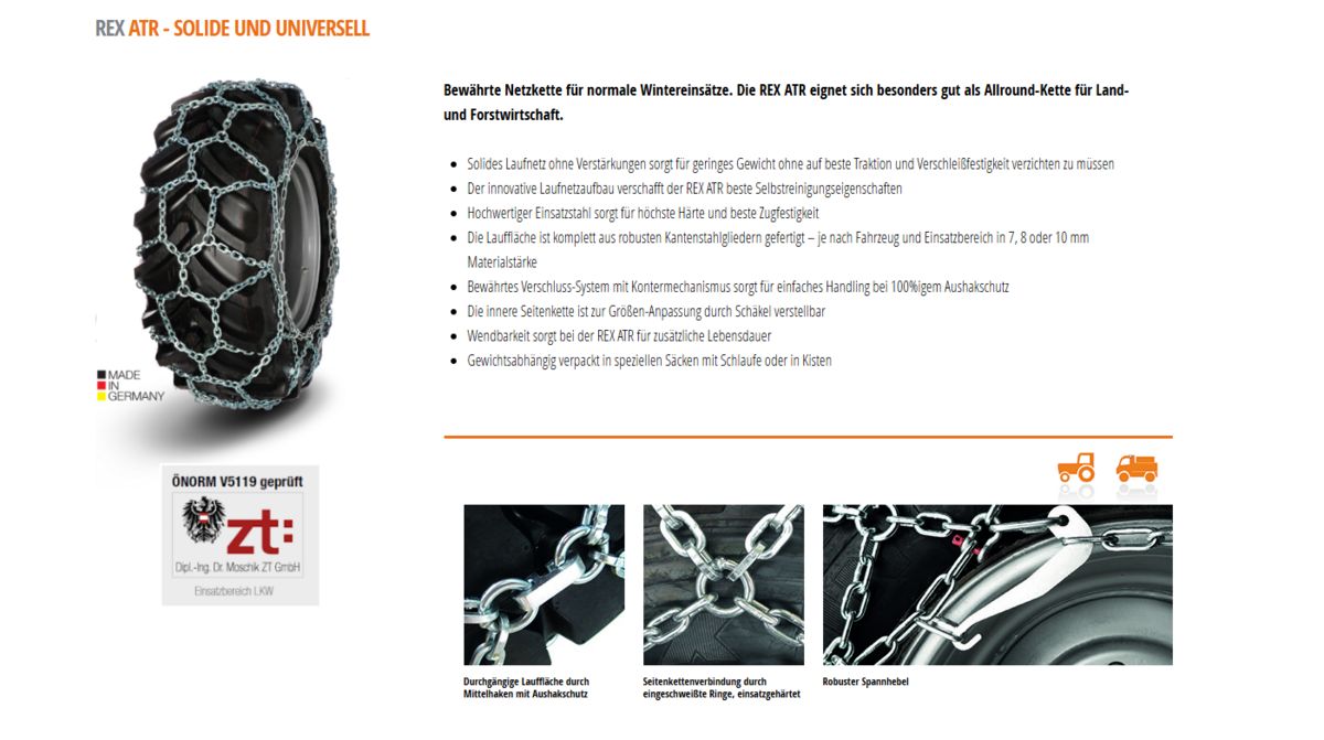 Rex ATR 8mm Netzkette zu 540/65R24 2