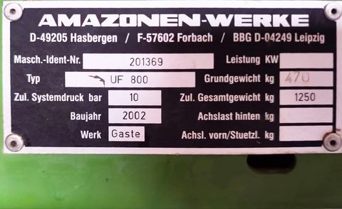 Amazone UF 800 Feldspritze