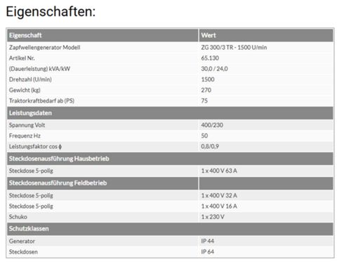 Sonstige Hartner ZG 300/3-TR Zapfwellengenerator 