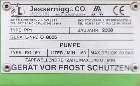 Jessernigg PP1 800 l Feldspritze