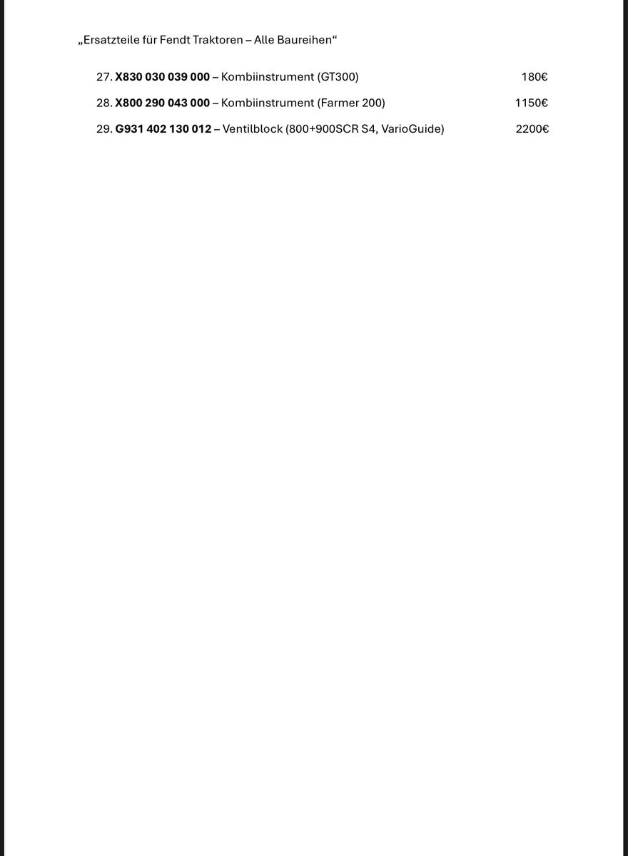 Fendt  Ersatzeile 400-900  SCR,S4,Com3 Xylon,GT Farmer 2