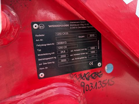 Weidemann 1255CX35 mit Kabine 30km/h Typenschein