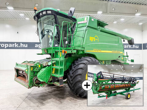 John Deere 9560 WTS 5-Stroh-Mähdrescher mit Fahrerbühne, 5,5 m 618R-Erntevorsatz