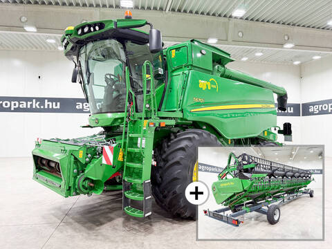 John Deere T670i 6 walkers, 9.15m 630X Vario header, traile