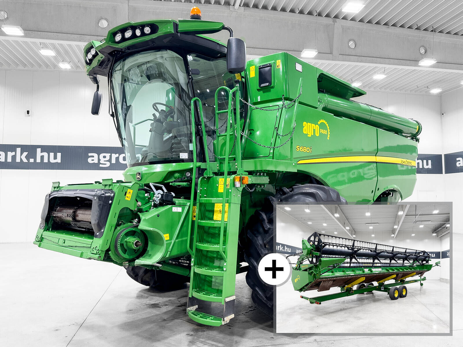 John Deere S680i rotor combine, 9,1 m 630R header + trolley 1