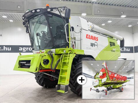 Claas Tucano 560, 6,8 m V680-Erntevorsatz, Transportanhänger,