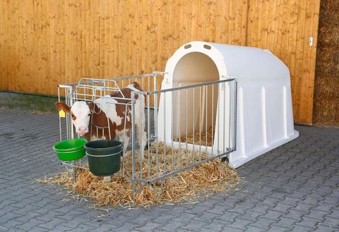 Kerbl Kälberiglu, Calfhouse mit leichter Umzäunung