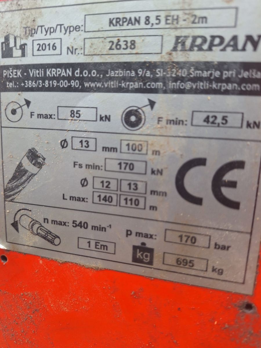 Krpan Seilwinde 8,5EH 2m, PRIVATVERKAUF  2