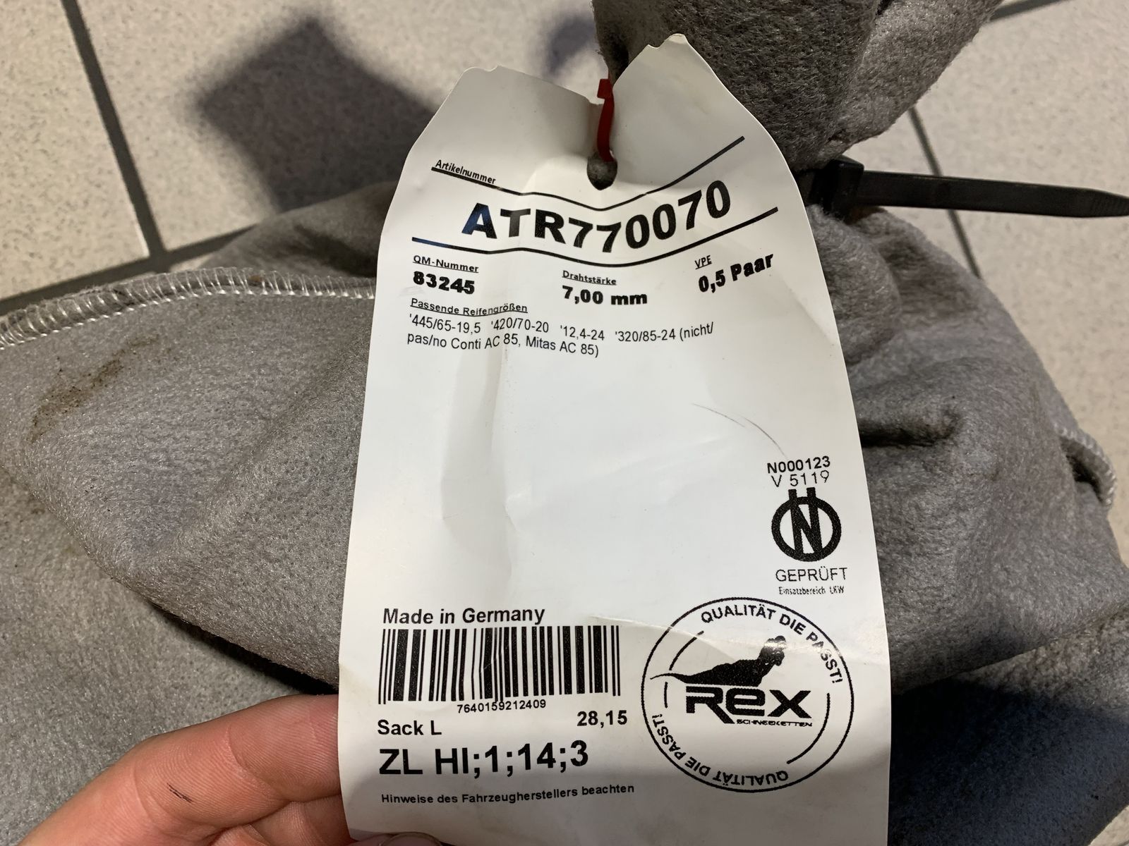 Rex Schneeketten 420/70-20 od. 320/85-24 2