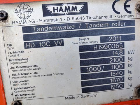 Hamm Hamm Tandem-Vibrowalze HD-10C-VV