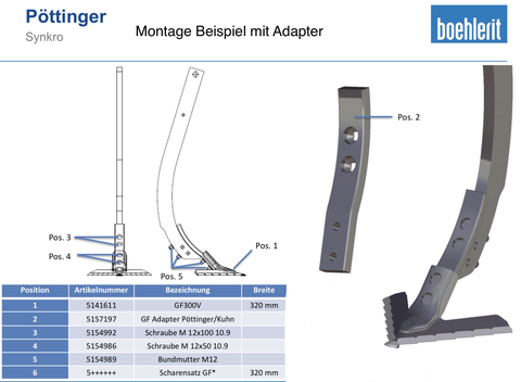 Sonstige Boehlerit Gänsefussschar GF 370 V breite Aufnahm