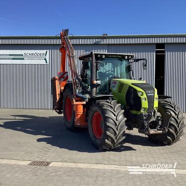 CLAAS ARION 650 + BERKY MÄHAUSLEGER + MÄHKOPF