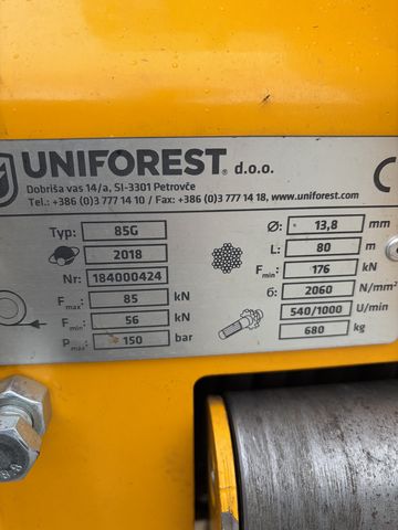 Uniforest G85 GBH-Solo-Stop Getriebeseilwinde