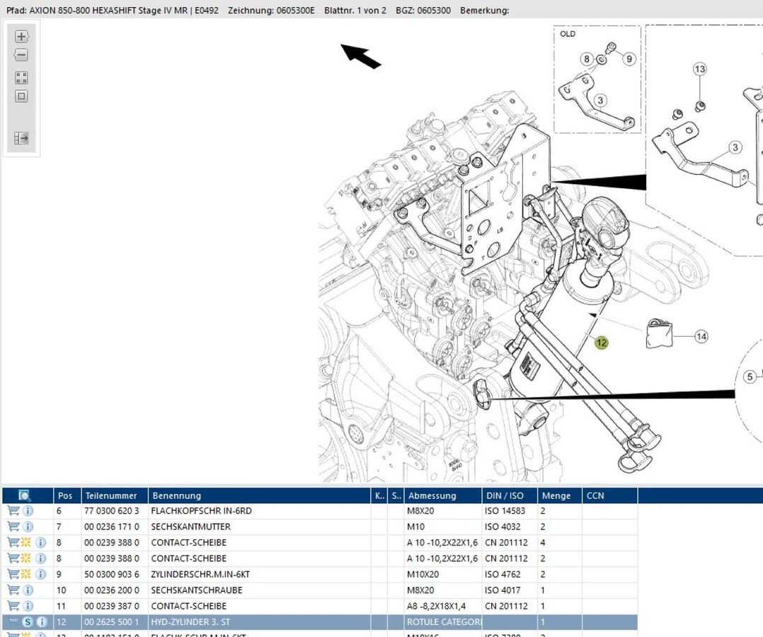 Hydraulischer Oberlenker Axion 2