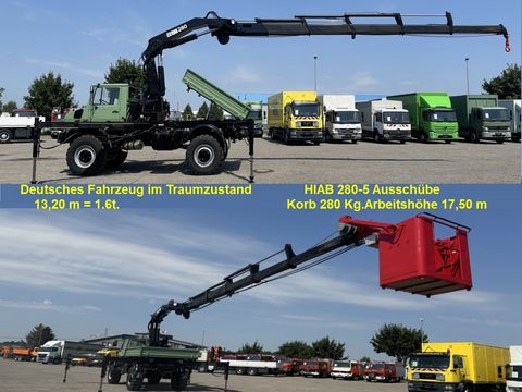 Mercedes Unimog U 2450 L HIAB 280-5 17,5m Höhe inkl. Arbe