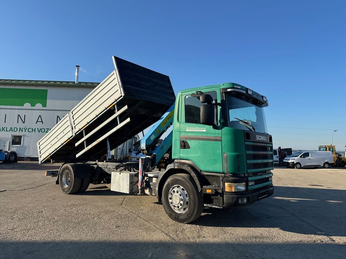 Scania 124 R 400 threesided kipper 11m3 CRANE, vin 943 3