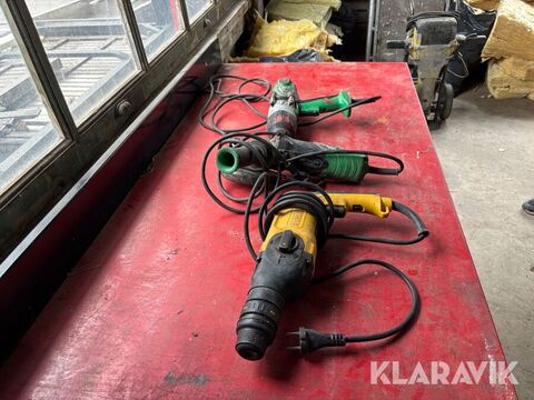 Slagborrmaskin, mutterknack samt vinkelslip Dewa 2