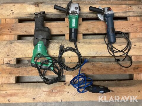 Sonstige Parti med slipmaskiner och tigersåg Hitachi/Bosh