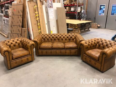 Sonstige Chesterfield Chesterfield soffa & 2 st fåtöljer 