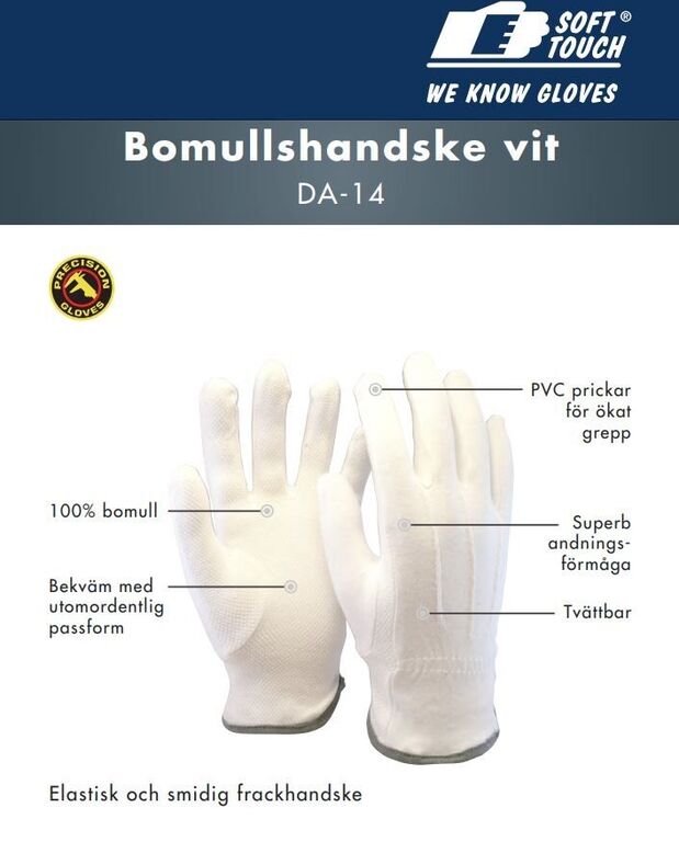 Bomullshandskar 120 par vit Protec® 3