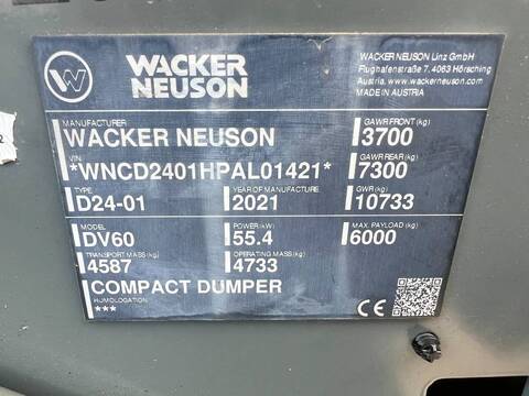 Wacker Neuson DV60 4x4 Excellent Condition / Swivel Dumper