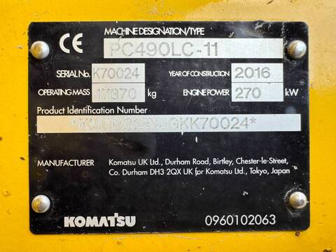 Komatsu PC490LC-11 - Rear + Side Camera / CE