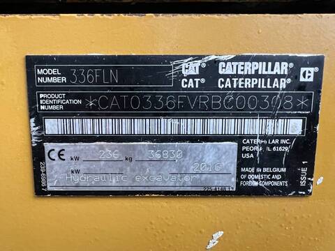 CAT 336FLN - Side & Rear Camera / CE + EPA Certified