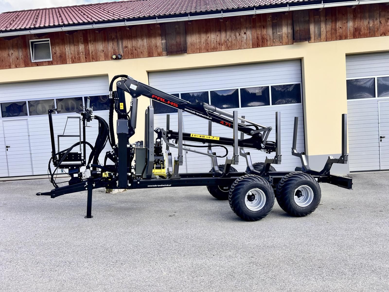 Palms Forstanhänger-Rückewagen H8D mit Kran K4.71 2
