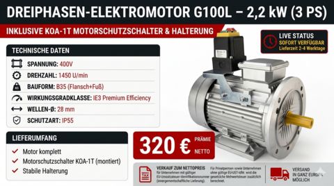 Sonstige Dreiphasen-Elektromotor 400V IE3 B35 G100L – 2,2