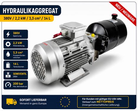 Sonstige Hydraulikaggregat 380V / 2,2 kW / 3,3 cm³ / 14L