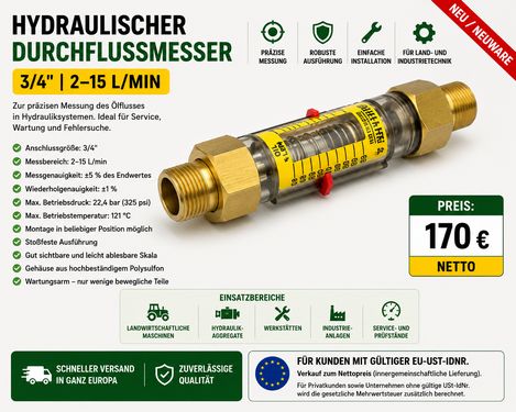Sonstige Hydraulischer Durchflussmesser 3/4" – 2–15 l/min