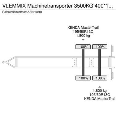 Sonstige Vlemmix Machinetransporter 3500KG 400*180 2X AS 