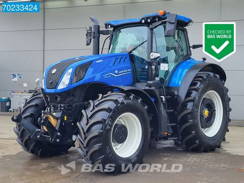 New Holland T7 315 HD Traktor mit Schneeschieber Landwirtschaft 1/32  Bburago Modell Auto mit individiuellem Wunschkennzeichen